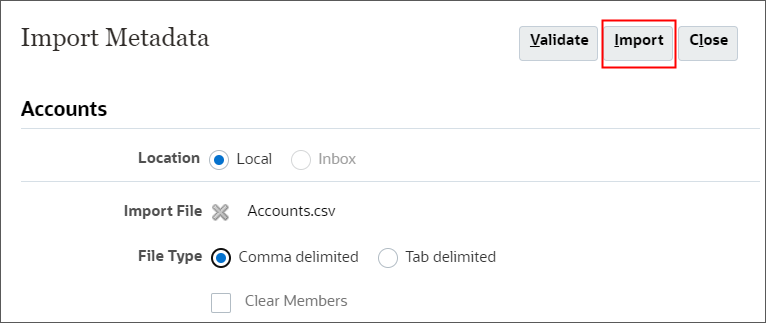 Click Import